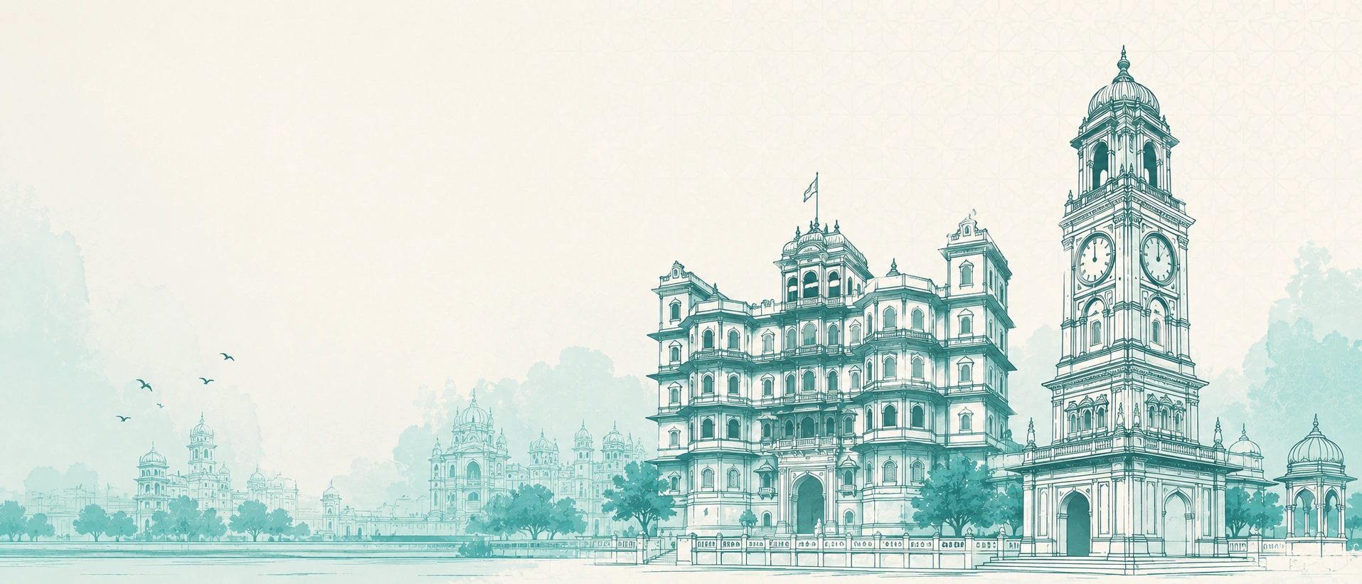 Illustration of Indore landmarks, home of Vishwas Sweets & Namkeen